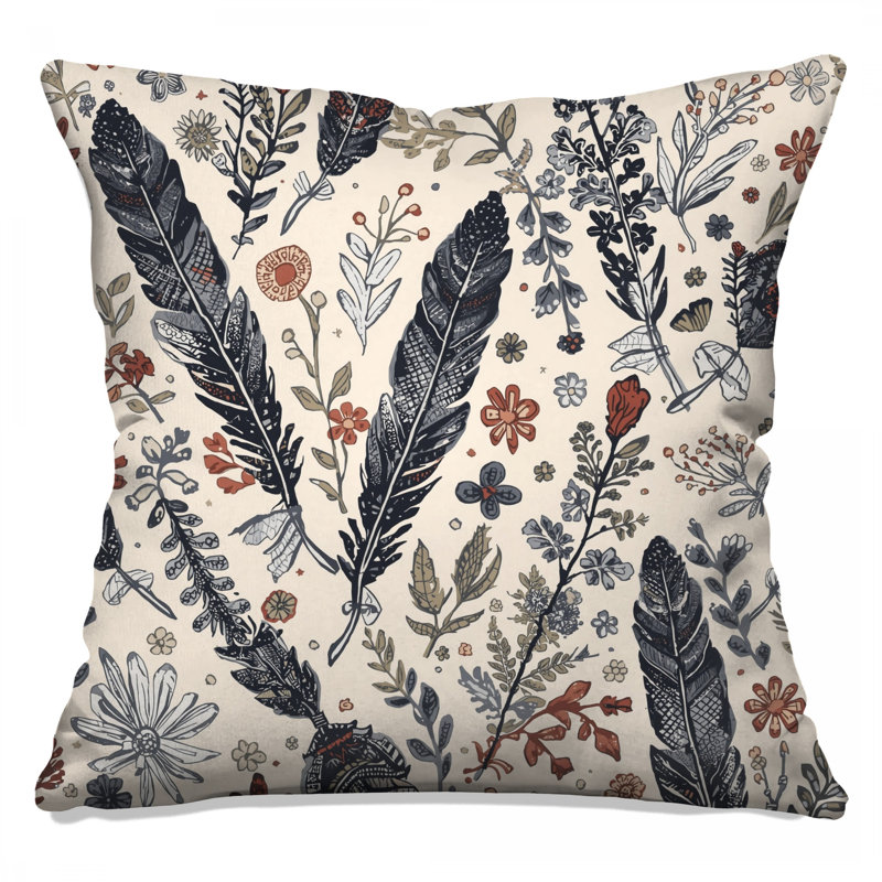 Coussins décoratifs Feathers And Wildflowers, 20 x 20 pouces