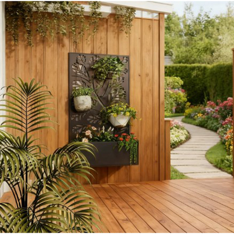 Lit de fleurs autoportant ou mural, lit de jardin en métal avec treillis pour plantes grimpantes, pour jardin, patio, balcon