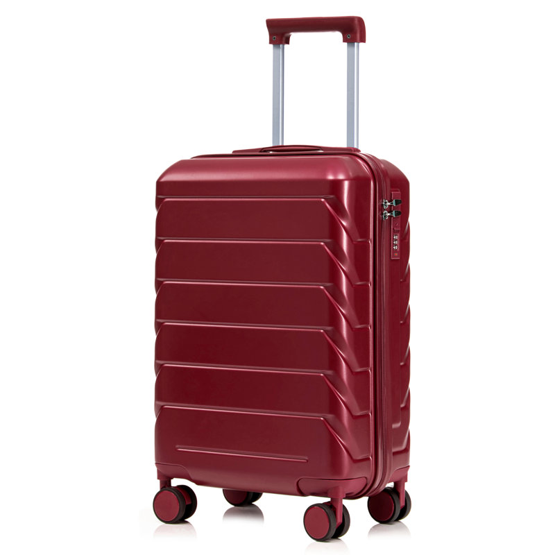 14 "/ 20" 2 pièces / ensemble dans un bagage à roulettes en ABS, avec serrure à combinaison, étui à cosmétiques 14 "(vin rouge)
