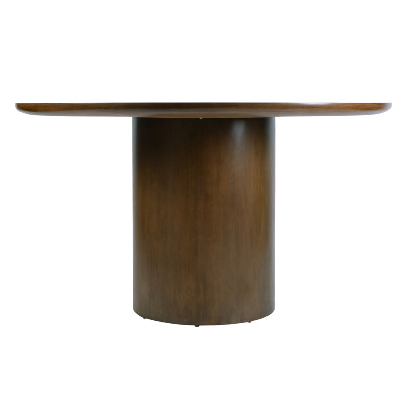 Demitria W Table de salle à manger ronde à piédestal en bois, noyer, Noyer
