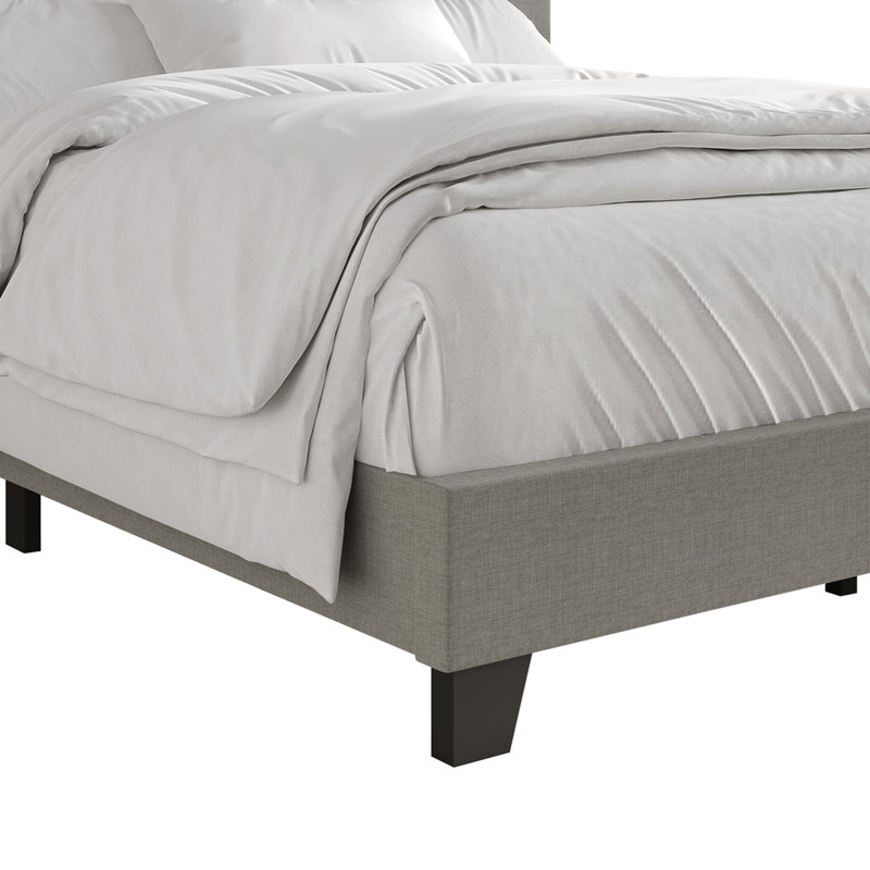 Lit tapissier standard non fini Sherlyne, Double, Gris clair