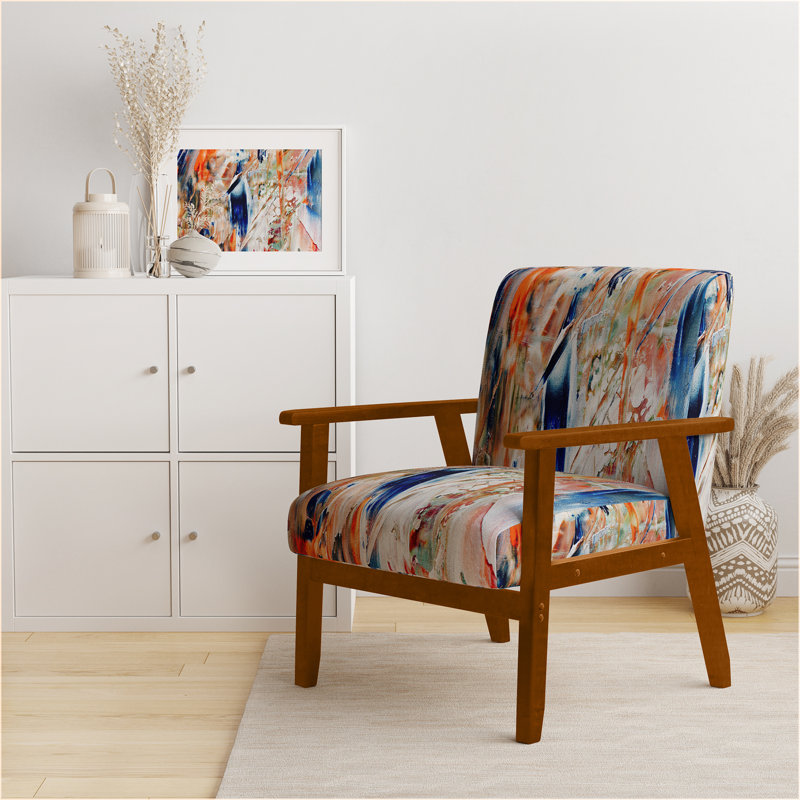 Fauteuil de 23 po de large Nicosha, Accoudoirs carrés bruns, Red Velvet