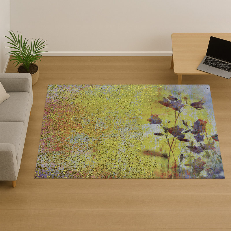 Floral Area Rug, Rectangle 90 x 150 cm