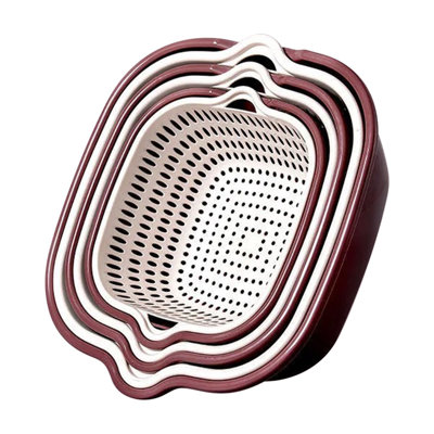 Ensemble de 6 pièces avec panier à légumes double couche épais, bassin à légumes, panier à fruits et autres accessoires de rangement pour la cuisine