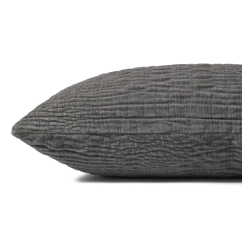 Housse et insert de coussin texturé réversible Edan, H 16 po x l 26 po, Duvet, gris
