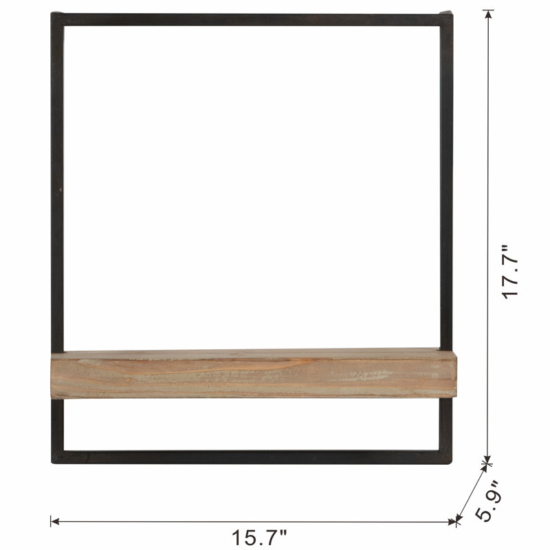 Tablette décorative en bois de style industriel 15,7 x 5,9 x 17,7, élément Modern Flair Decor, élément distinctif