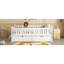 Lit plateforme simple en bois blanc avec garde-corps et 2 tiroirs, structure semi-fermée, pin +, sans sommier, assemblage rapide, format de rangement solide, idéal pour