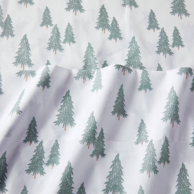 Holiday Forest King White Microfiber Sheet Set