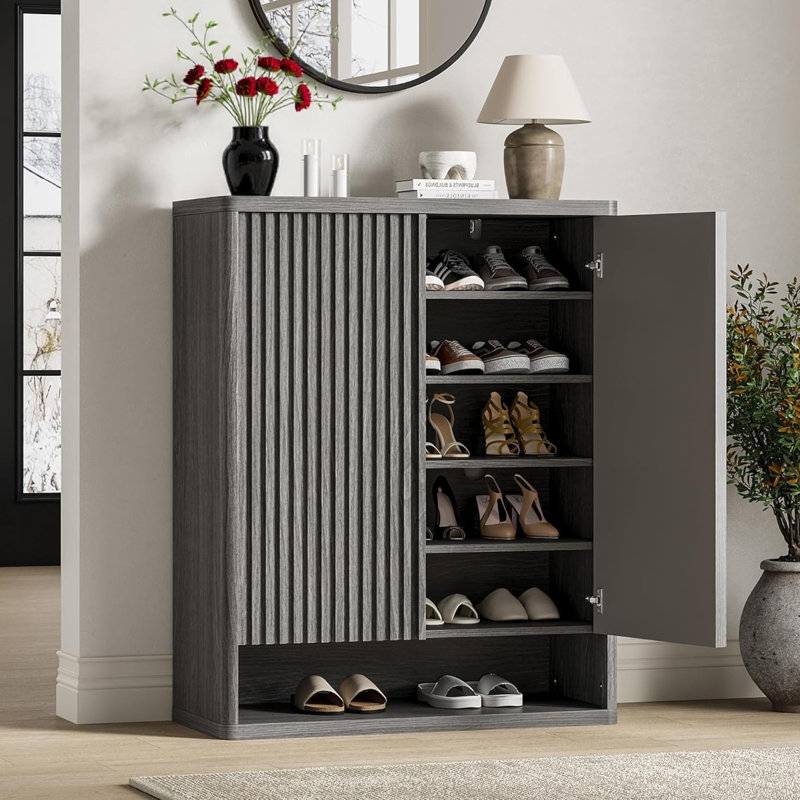 30 Pair Shoe Storage Cabinet, Grey