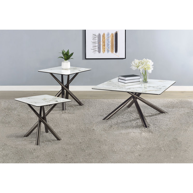Ensemble de tables basses Eudora, 3 pièces: 2 tables de bout, table basse