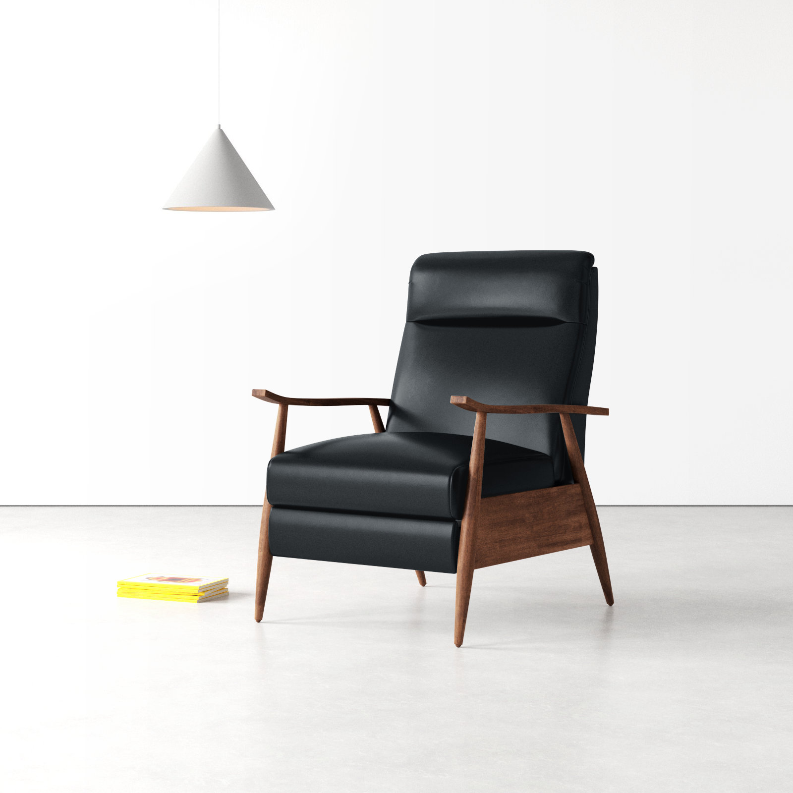 Imona 30" Genuine Leather Manual Recliner, Black Faux Leather