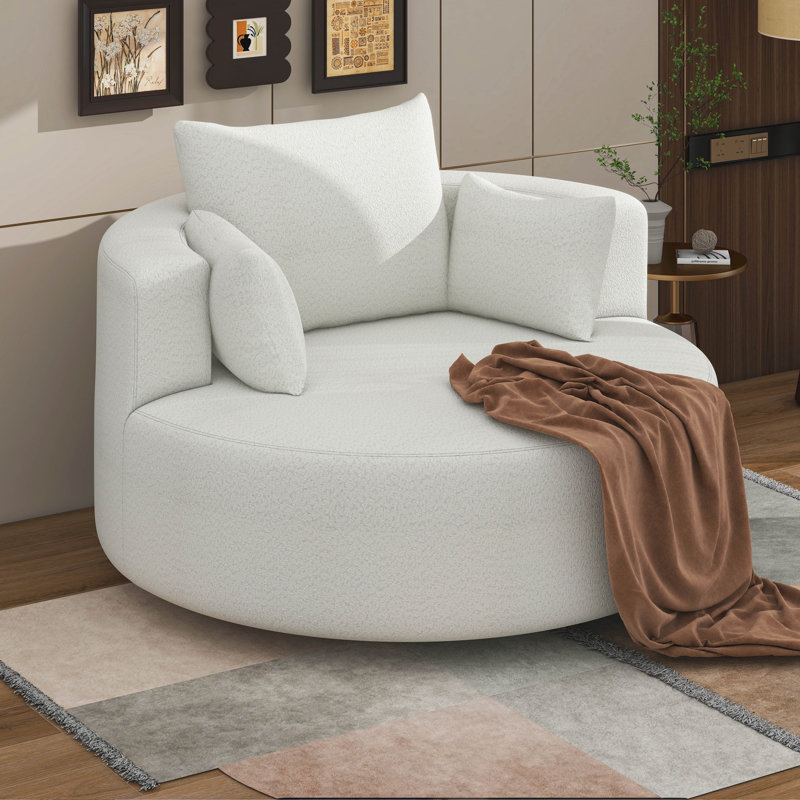 Fauteuil d'appoint pivotant avec 3 coussins amovibles, Beige