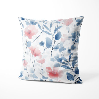 French Country Decorative Throw Pillow - Pink Soft Toile Printed Cushion