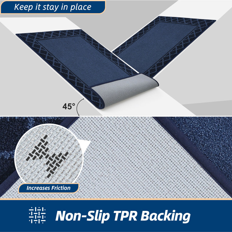 Non-Slip Indoor Doormat, 81.3cm W x 121.9cm L, Navy Blue