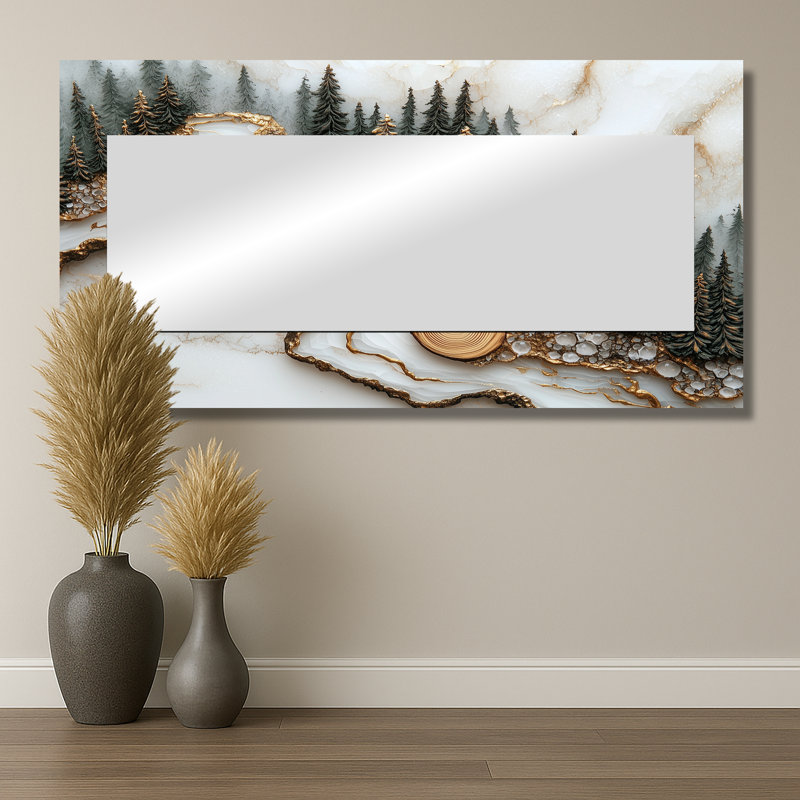 La forêt, veine de cristal de l'hiver II, décor de miroir mural, imprimé sur métal, 28 po x 55 po