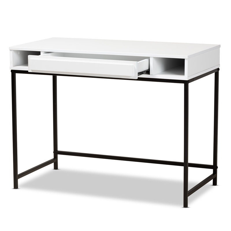Metal Base Writing Desk, White