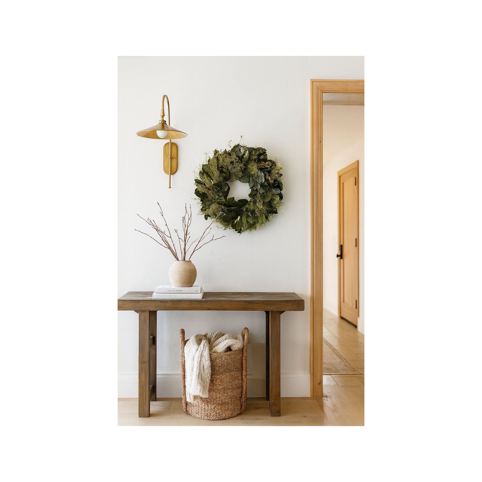 Natural Dried and Preserved Salal Leaves, Sweet Annie, and Avena Oats Wreath