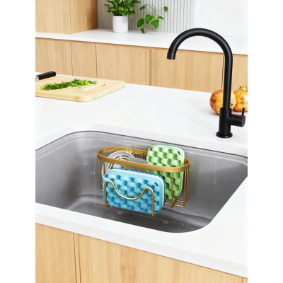 Porte-éponge de cuisine multifonctionnel en forme de M, 2 méthodes d'installation, organisateur d'évier en acier inoxydable pour bouchon de brosse à éponge et grattoir
