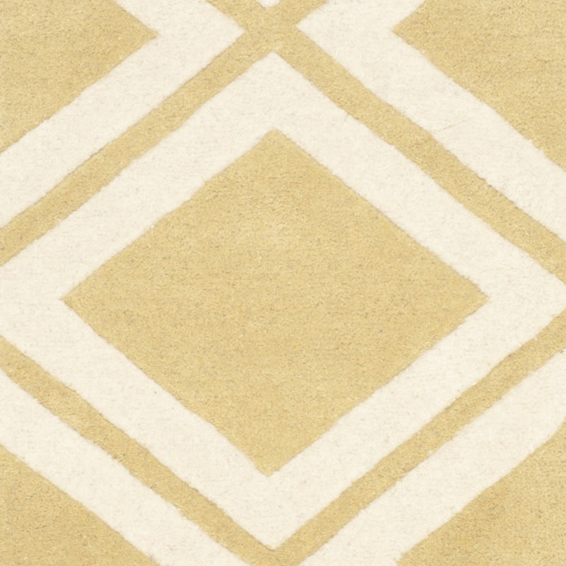 Tapis doré / ivoire en laine touffeté à la main à motif géométrique Teresita Ellicott, Rectangle 8 pi x 10 pi
