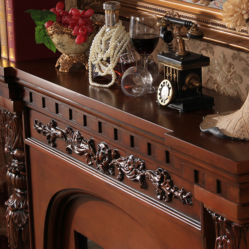 Walnut Solid + Manufactured Wood Electric Fireplace