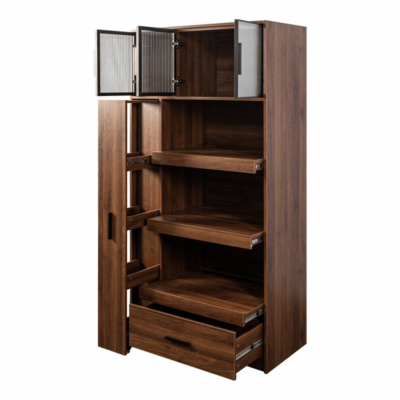 Kitchen Pantry Cabinet With Microwave Stand And Drawer