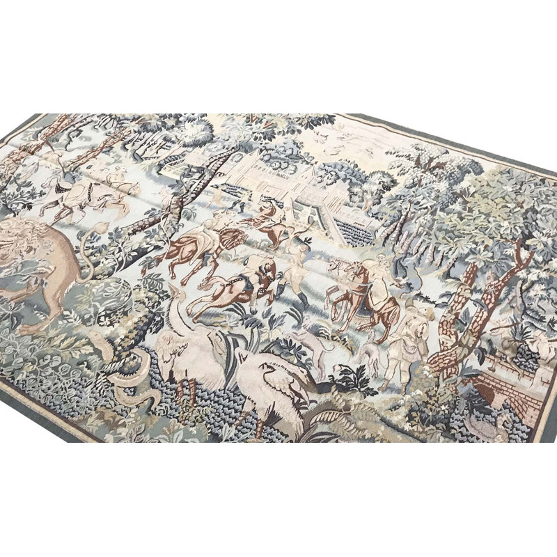 Hand-Knotted High-Quality Beige and Blue Area Rug