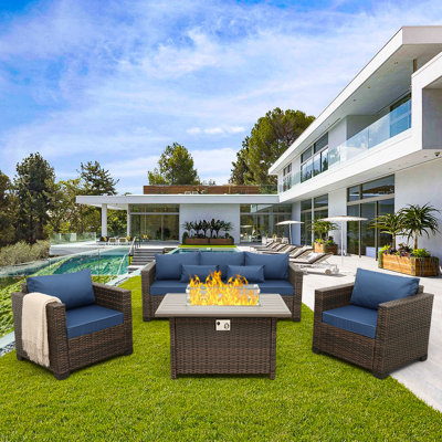 Outdoor Furniture Set Wicker Sectional Seating Group with Cushions