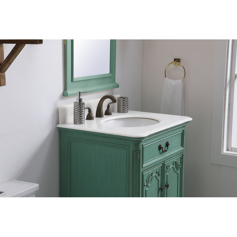 Ensemble de meuble-lavabo simple 27 po Angelique, Menthe rétro, Blanc pur