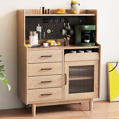 Garde-manger de style nordique en pin massif avec rail d'alimentation