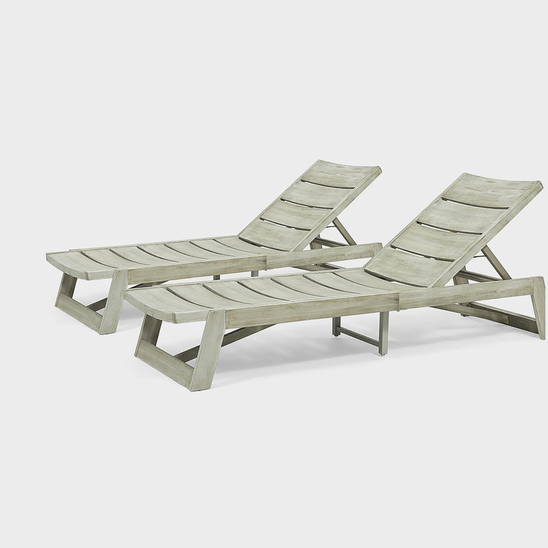Wooden Chaise Lounge,Set of 2, Gray, 2