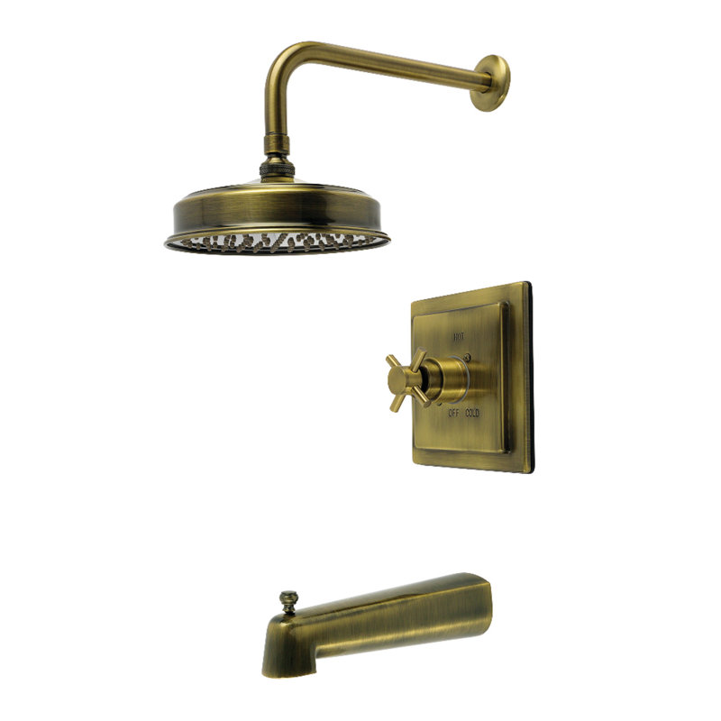 Kingston Brass Concord Single-Handle Pressure Balanced Tub and Shower Faucet, Antique Brass