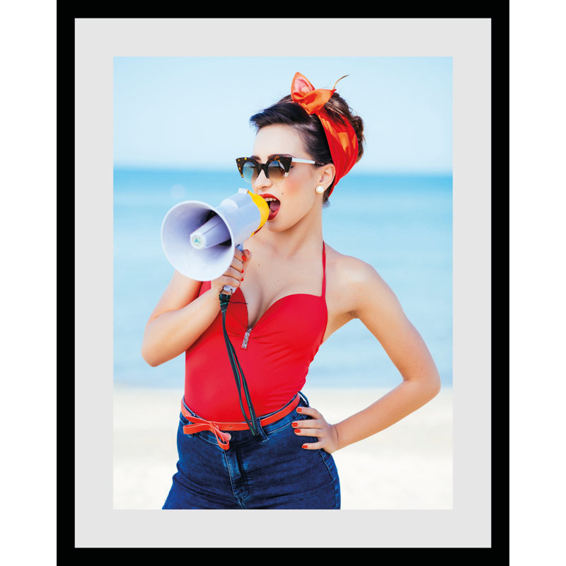 Woman With Megafon - Single Picture Frame Print