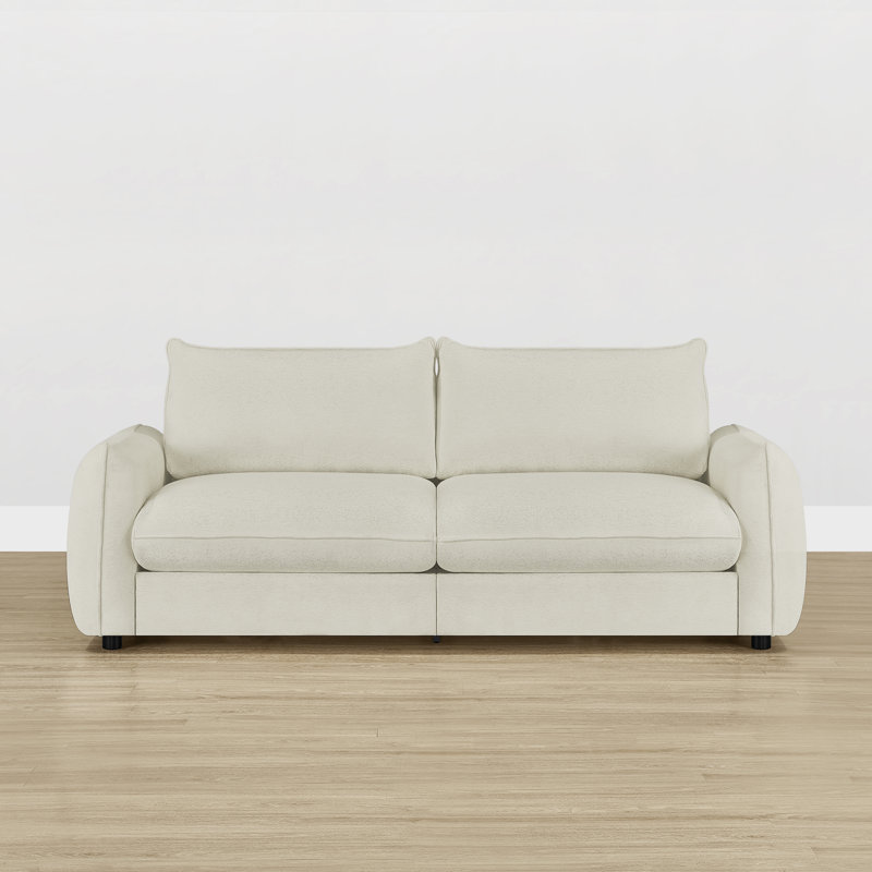 Greek 90.5"W  3-Seater Modern Upholstery Sofa, Linen