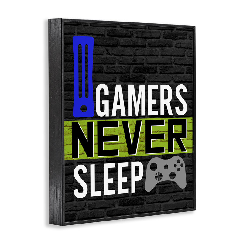 «Gamers Never Sleep», art de la giclée encadrée par Kim Allen, Giclée encadrée noir minuit, H 14 po x l 11 po