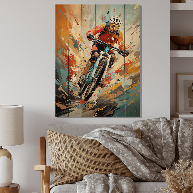 Vélo «I abstrait», impression sur bois, H 20 po x l 10 po x P 0,78 po