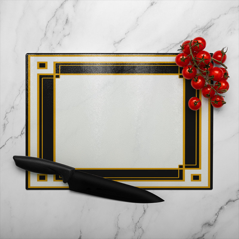 Art Deco Glass Chopping Board, 28cm L x 20cm W