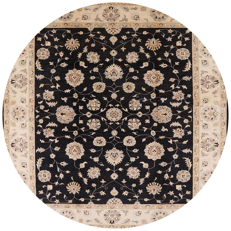 Tapis oriental noir / beige Nafne, Rond 4 pi