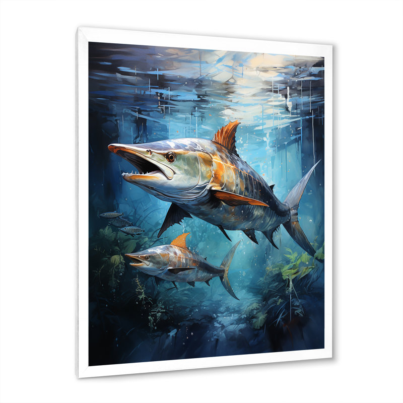 Impression sur toile "Asus Fishing Majestic Marlins J Jump I", Cadre photo blanc, H 40 po x l 30 po x P 1,5 po