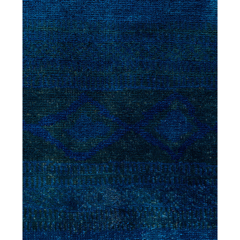 Overdyed Hand-Knotted Wool Modern-Contemporary Navy Area Rug 4' 10" x 7' 10"