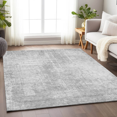 Premium Machine Washable Prisco Silver Rug