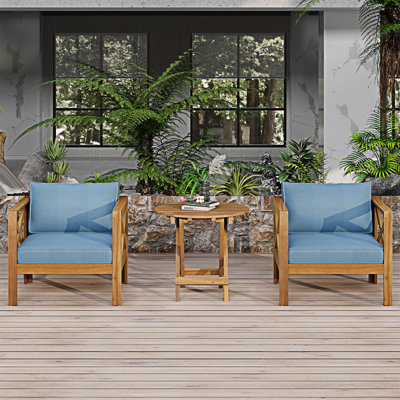 Siège de conversation extérieur en bois avec coussins