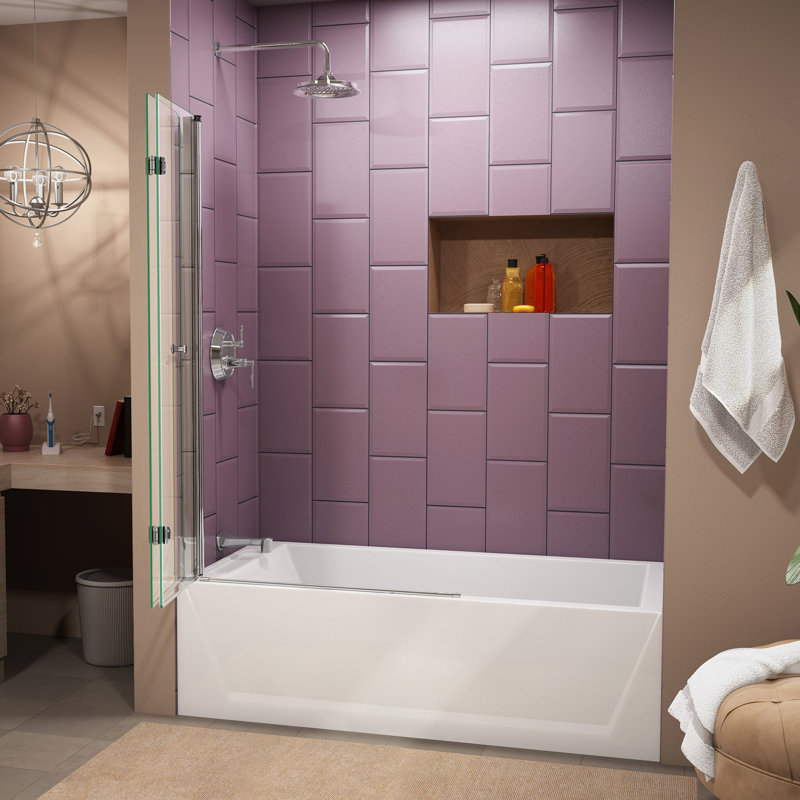 Aqua Fold 36" W x 58" H Folding Semi-Frameless Tub Door