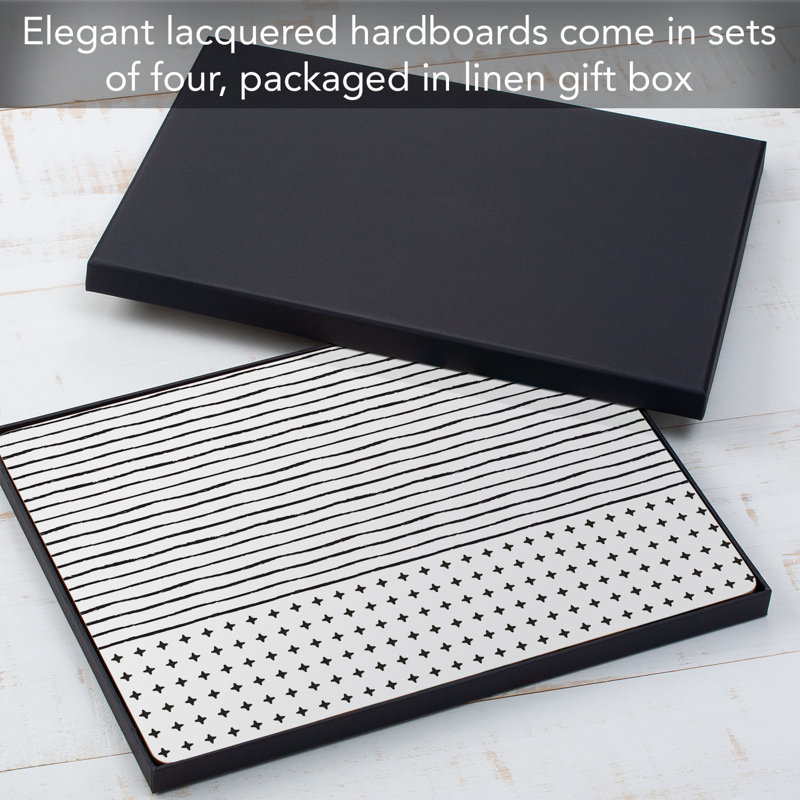 Somu Lines Decorative Hardboard Placemats with Protective Cork Backing