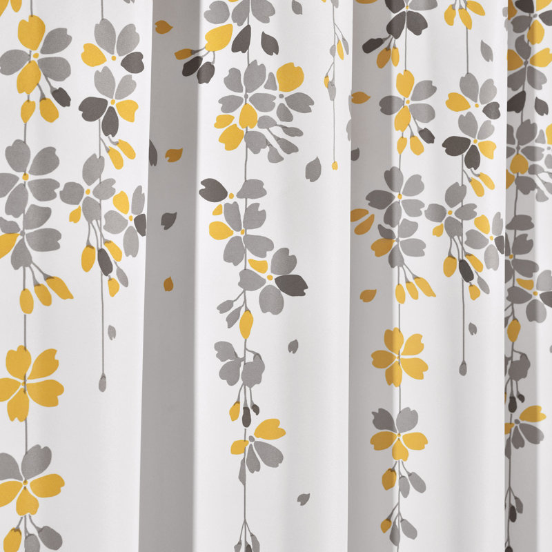 Weeping Flowers Room Darkening Pair, Yellow/Gray, 52" W x 84" H