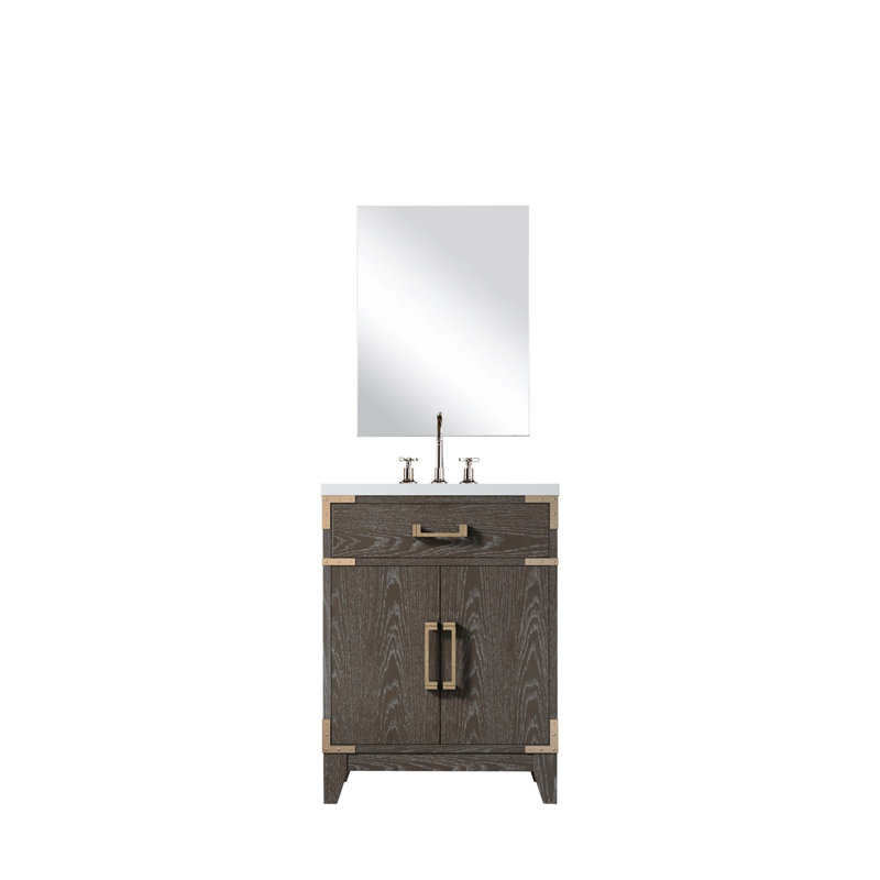 Comptoir de salle de bain en chêne brun l 18 po x P 18 po, comptoir en acrylique, 18 po Miroir, meuble-lavabo avec comptoir, 24 po