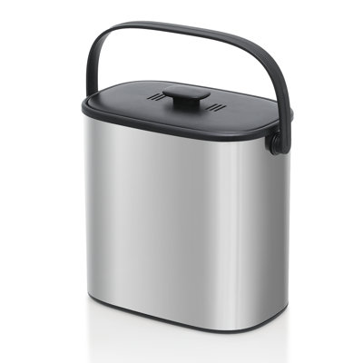 1.3 Gallon Kitchen Hanging Trash Can with Lid, Stainless Steel Kitchen Food Waste Bin Garbage Can