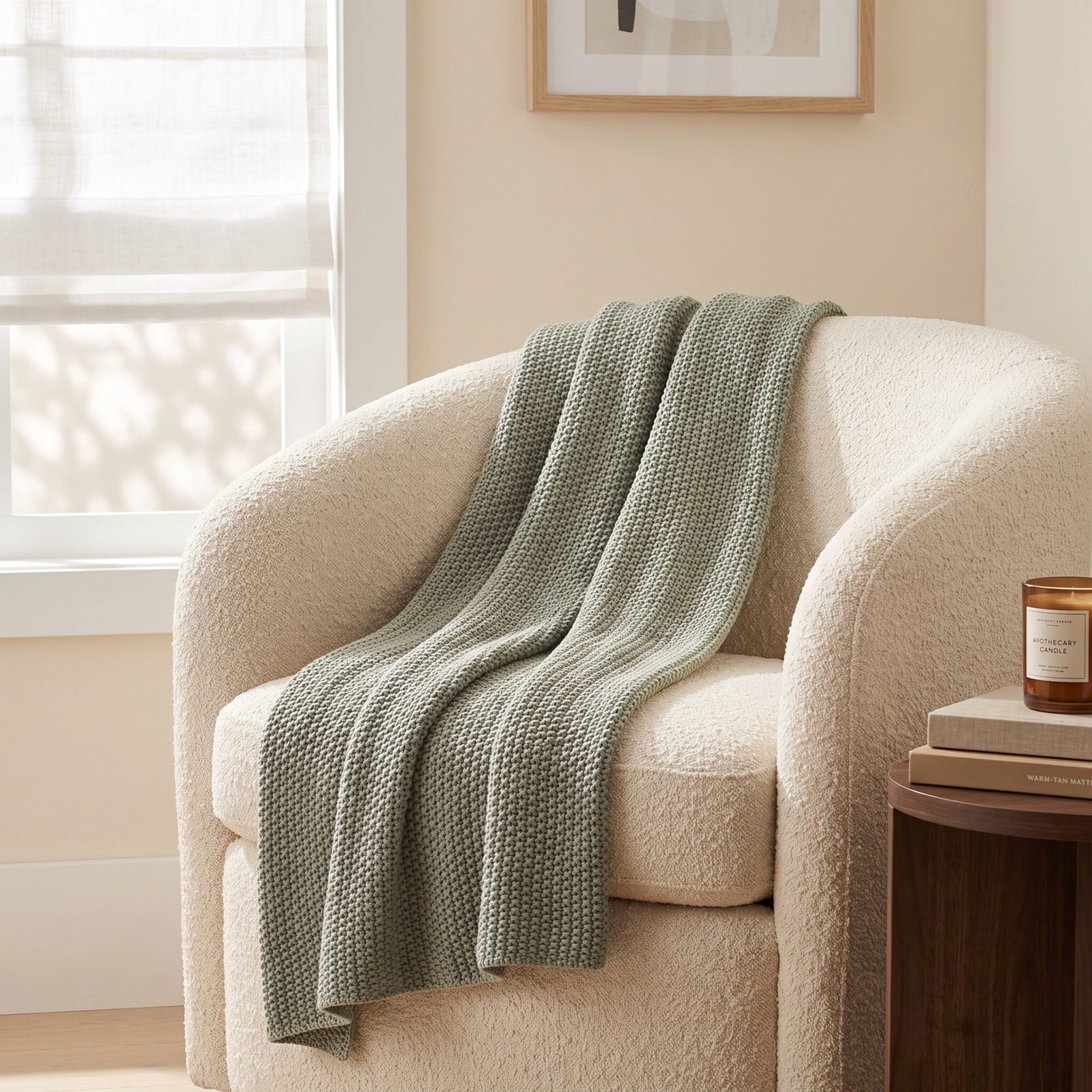 Cotton Knit Throw Blanket, Seaglass
