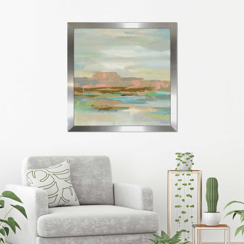 «Spring Desert II v2», reproduction sur toile, H 21,5 po x l 21,5 po x P 0,75 po, Encadrement argenté