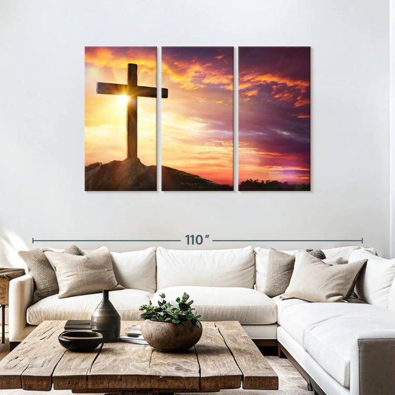 Adella Sunset With Cross, 48" H x 74" W