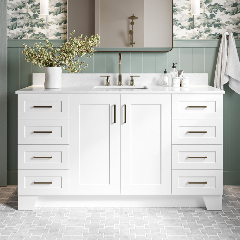 ARIEL TAYLOR 61 IN SINGLE RECTANGLE SINK VANITY, Rectangle, White